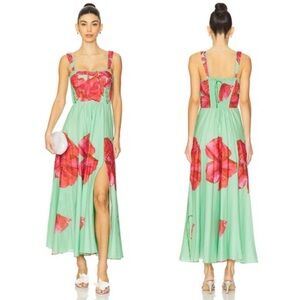 Charo Ruiz Ibiza Crissy Long Dress in Green Blossom XS